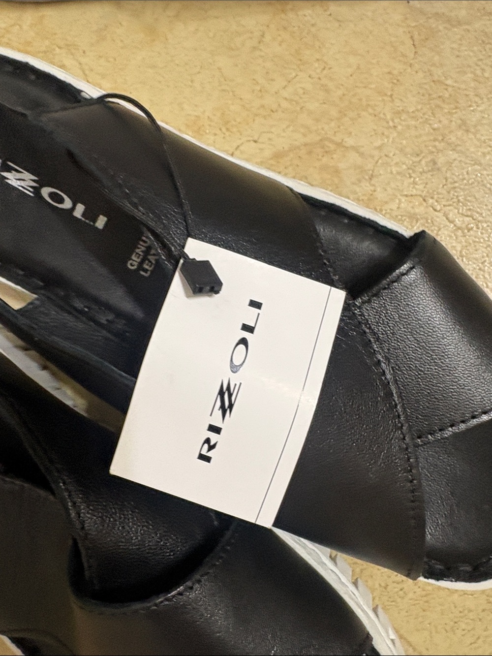 Rizzoli Black Leather Cross-Strap Women's Sandals - Picture 4 of 4